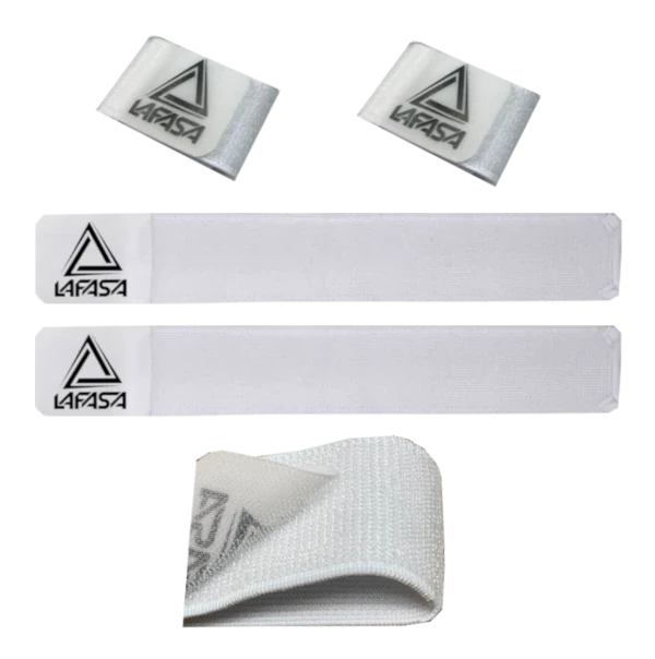 White athletic bands with 'Lafasa' logo on a white background