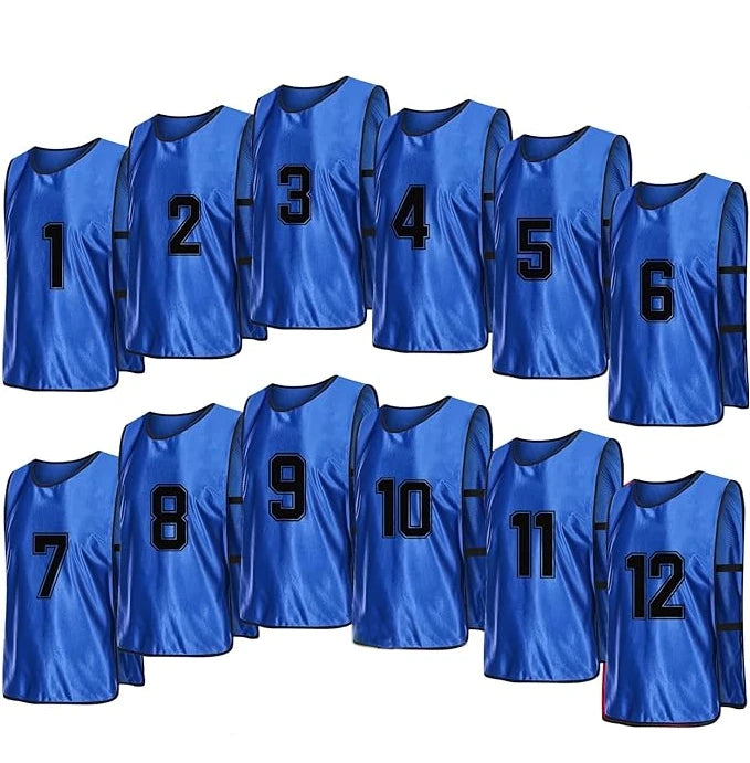 Sports Training Pinnies Numbered (1-12) with Open Sides