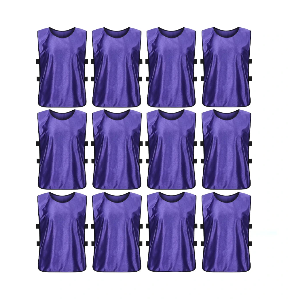 Team Practice Scrimmage Vests Sport Pinnies Training Bibs with Open Sides (12 Pieces)