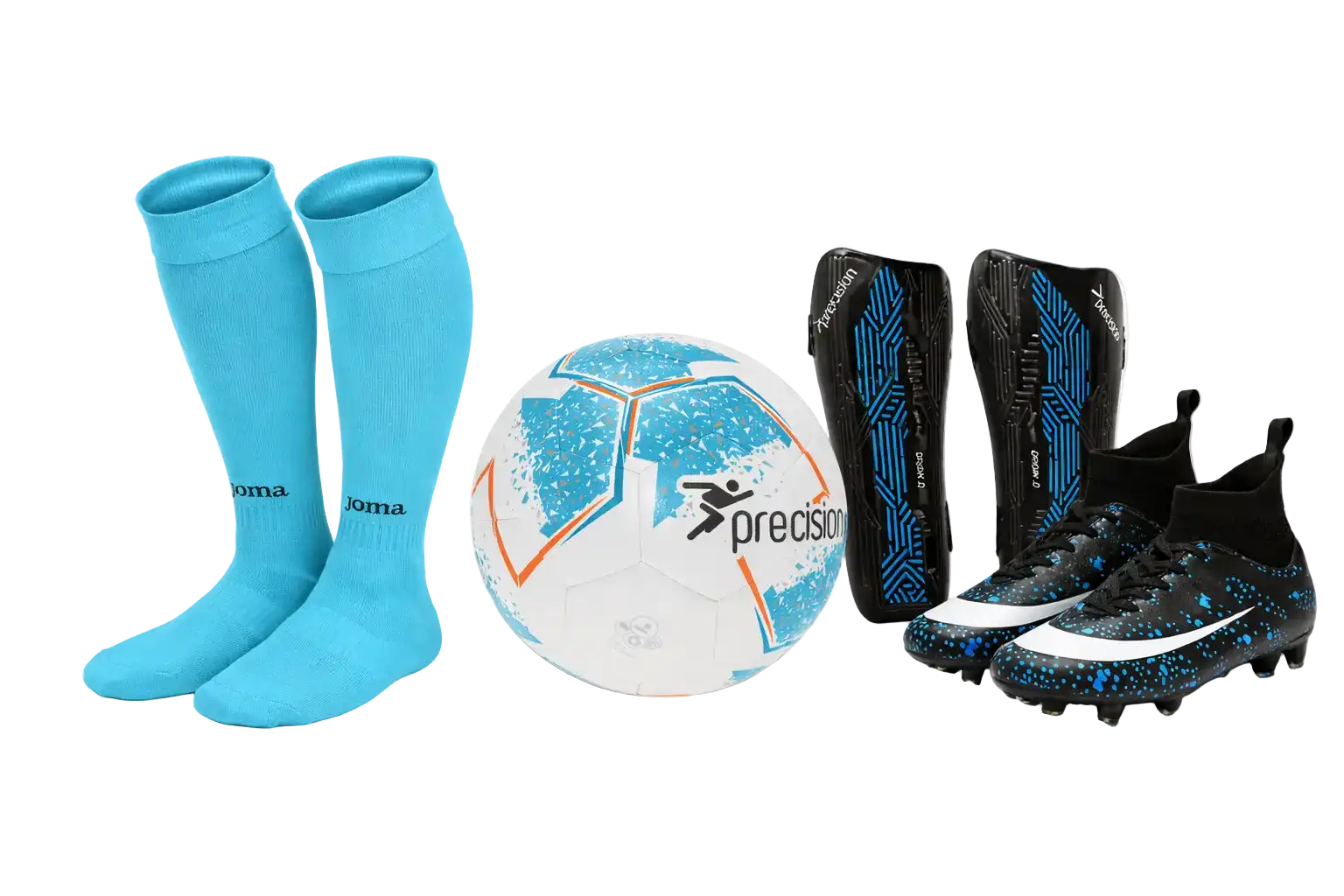 Kids & Youth Black FG Soccer Cleats Bundle – High-Ankle Set with Shin Guards, Socks & Ball