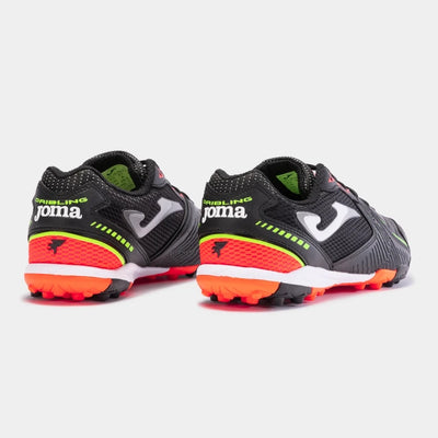 Joma Dribling 2301 turf shoes in black – rear view showing reinforced heel and brand detailing.