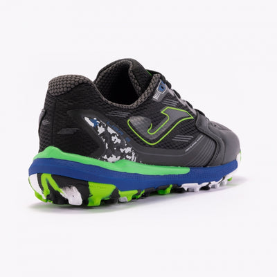 Joma Liga 5 LIGS2401TF black/green turf shoes – angled top view highlighting laces and breathable upper design.