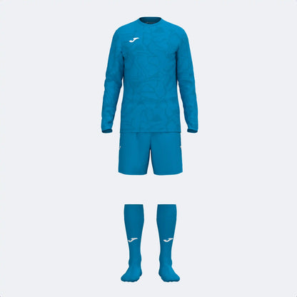 Blue Joma Zamora IX soccer goalie set with padded jersey and shorts
