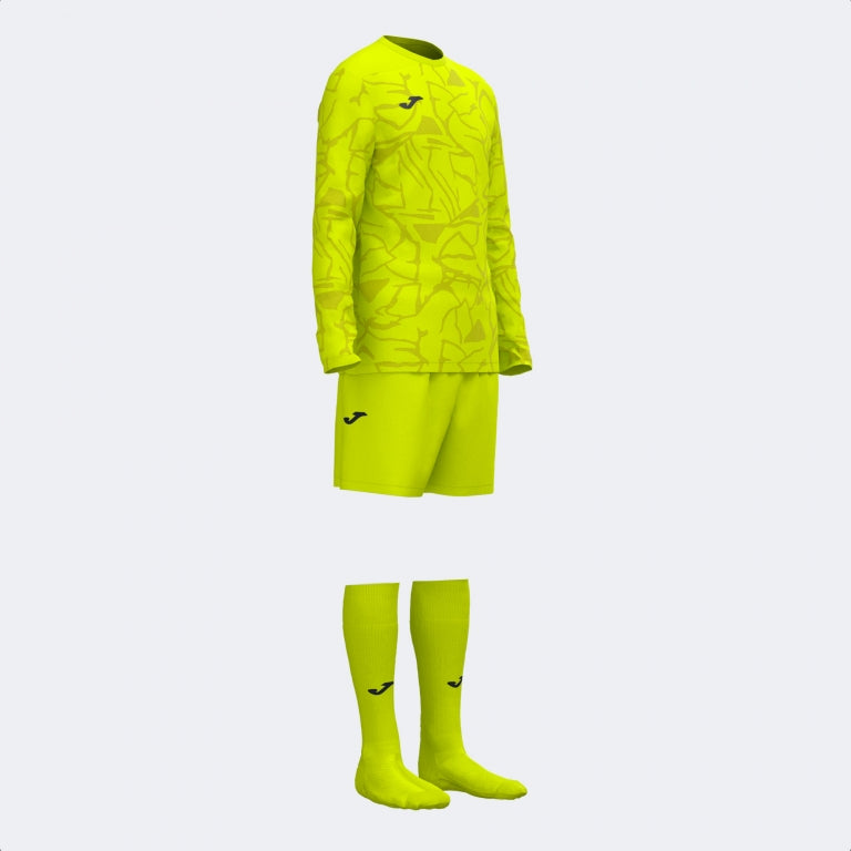 Yellow Joma Zamora IX soccer goalie set with padded jersey and shorts