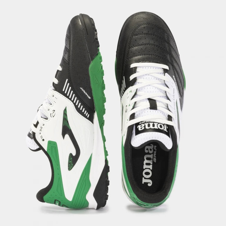Joma Cancha 2401 turf shoes in green – angled top view highlighting laces and breathable upper material
