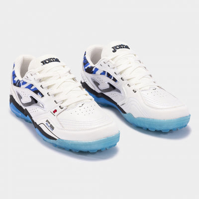 Joma FS Reactive 2432 royal turf soccer shoes worn on synthetic field – showcasing fit, comfort, and traction.