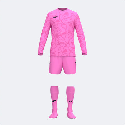 Pink Joma Zamora IX soccer goalie set with padded jersey and shorts