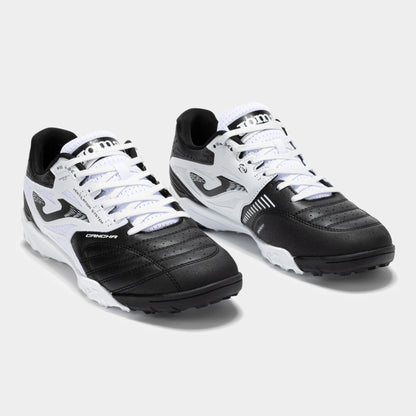 Joma Cancha 2501 white turf soccer shoes worn on synthetic field – showing fit, comfort, and grip