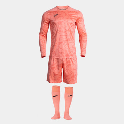 Orange Front view of Joma Zamora IX goalie jersey and shorts set