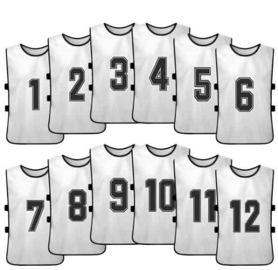 Sports Training Pinnies Numbered (1-12) with Open Sides