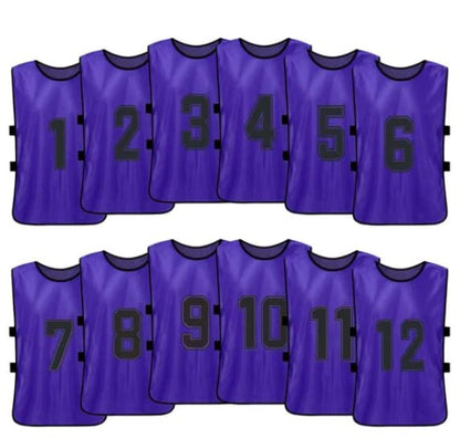 Sports Training Pinnies Numbered (1-12) with Open Sides