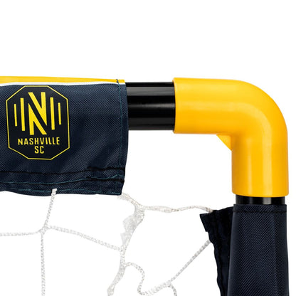 Yellow and black sports equipment with Nashville SC logo on a white background