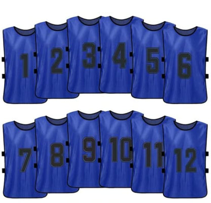 Sports Training Pinnies Numbered (1-12) with Open Sides