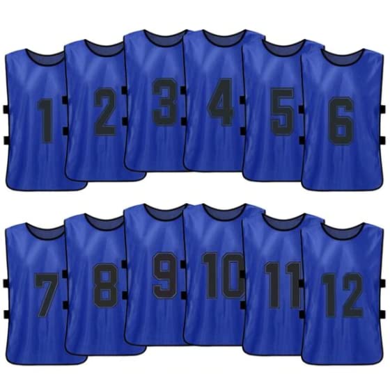 Sports Training Pinnies Numbered (1-12) with Open Sides