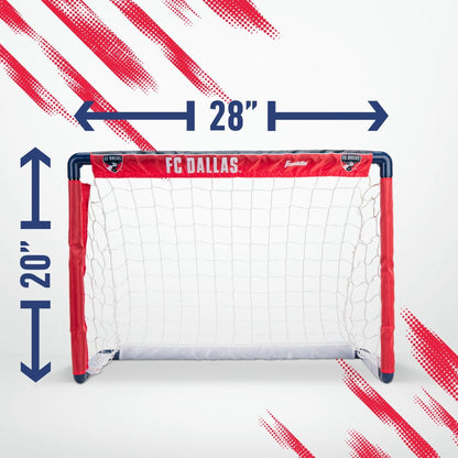 Mini soccer goal with dimensions labeled on a white background