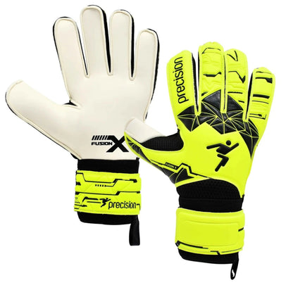 A pair of Precision Junior Fusion X Flat Cut Essential Goalkeeper Gloves