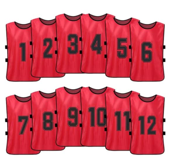 Sports Training Pinnies Numbered (1-12) with Open Sides