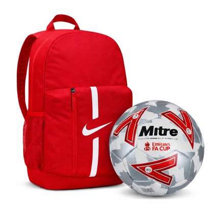 Nike Academy Team Junior Backpack & Mitre FA Cup 24/25 Soccer Ball Bundle