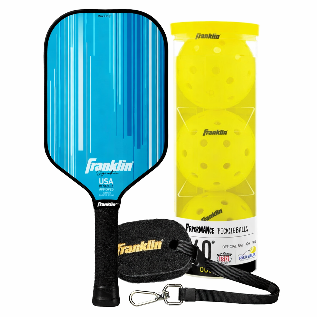Franklin Signature Pro Fiberglass Power Pickleball Set Paddle + X-40 Balls (3-Pack) + Carbon Eraser Set - 3LSportive