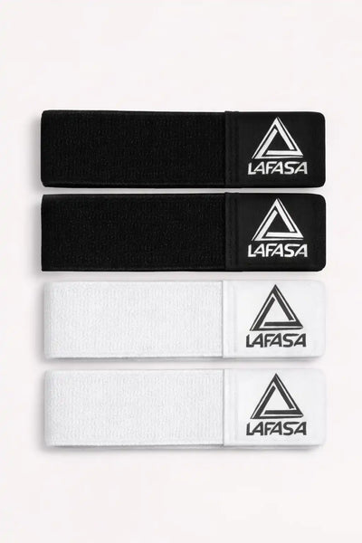 Lafasa Shin Guard Straps, Shinguard Stays, Adjustable, Black & White 2 Packs Bundle