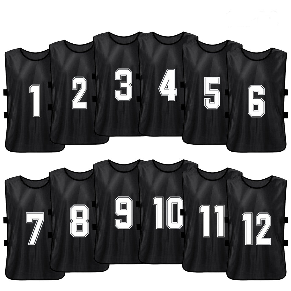 Sports Training Pinnies Numbered (1-12) with Open Sides